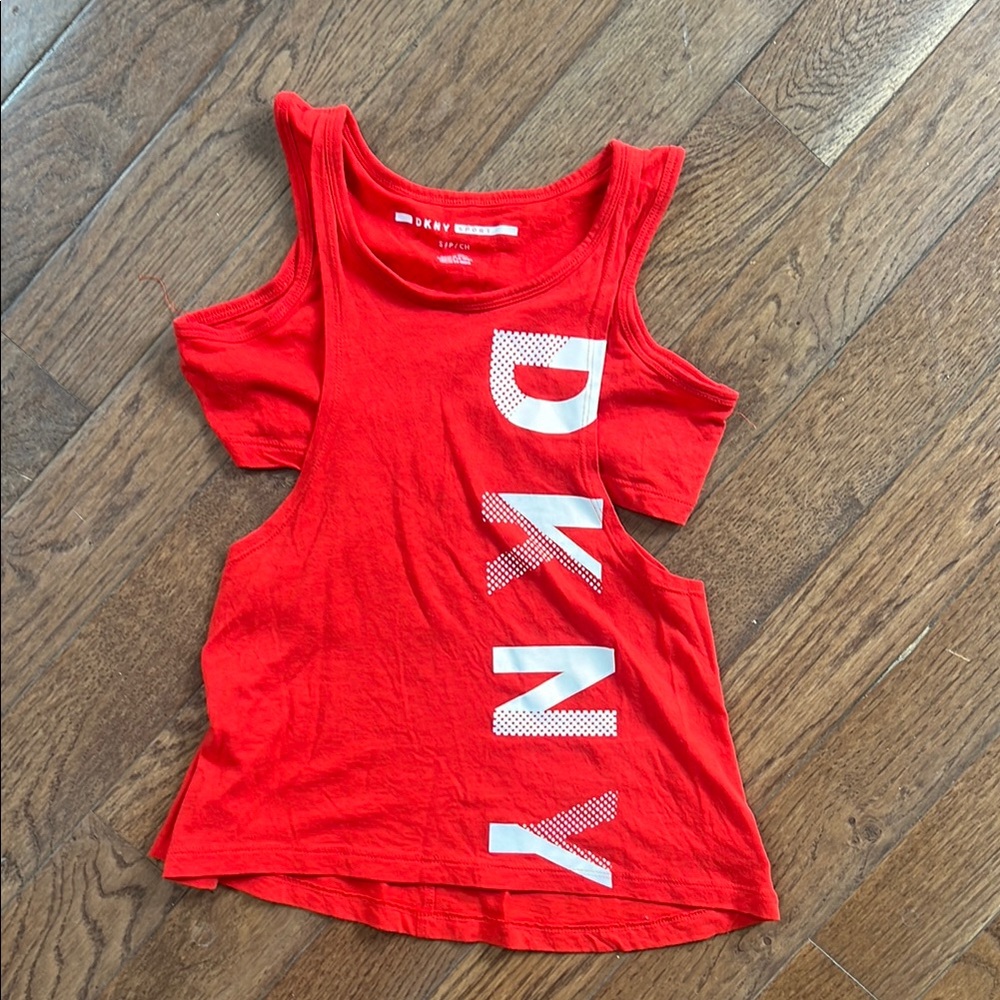 DKNY Red Cutout Tank Top